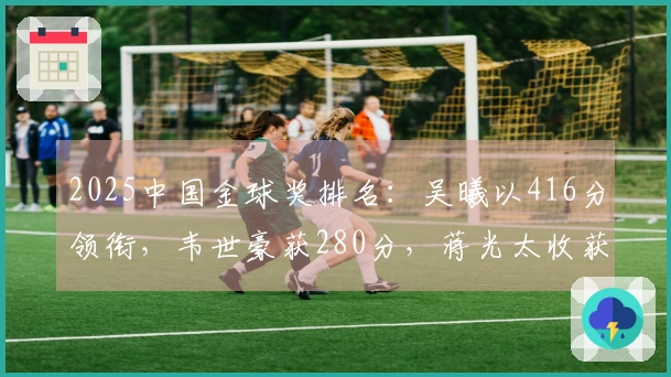 2025中国金球奖排名：吴曦以416分领衔，韦世豪获280分，蒋光太收获218分